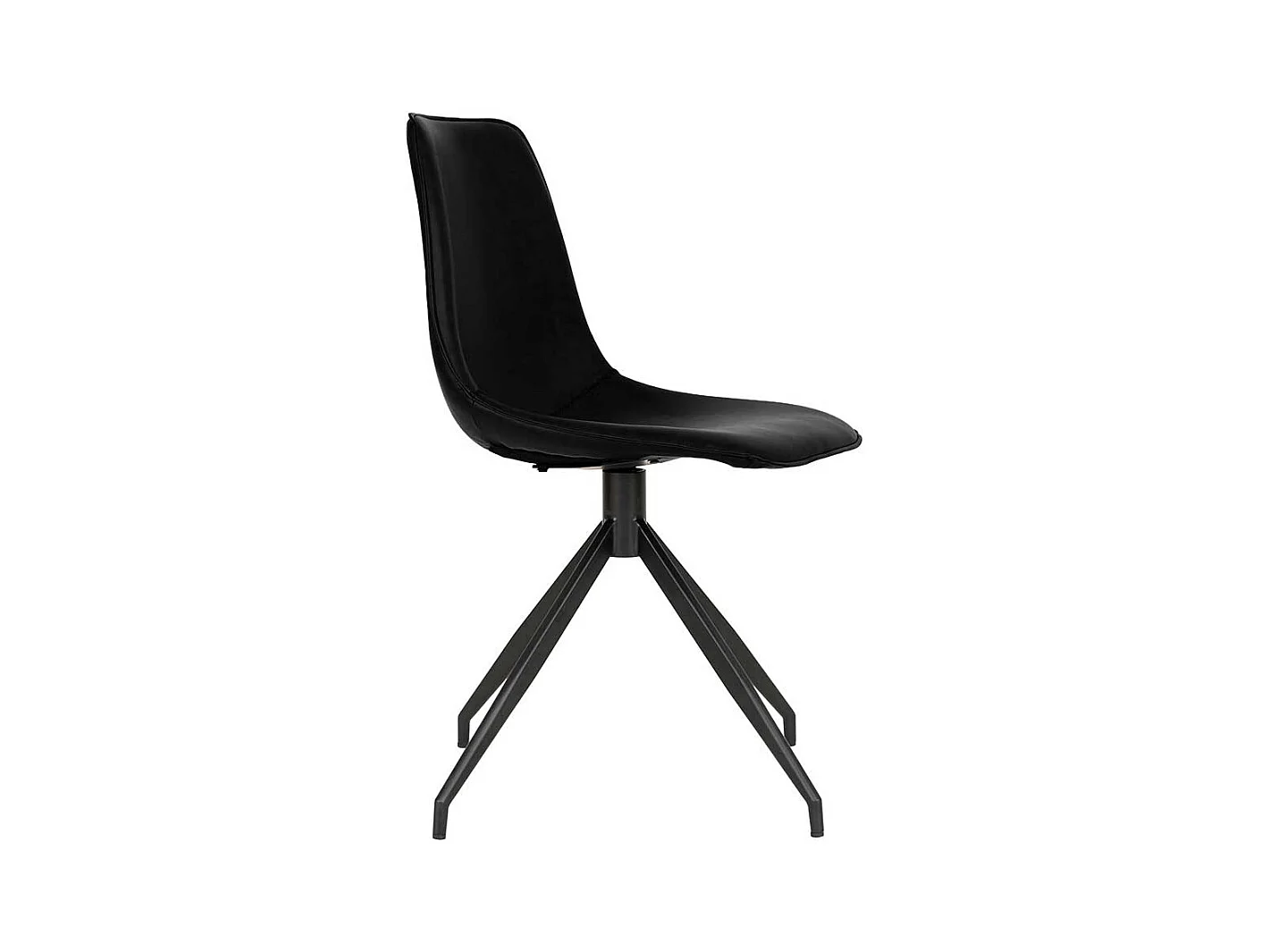 Drehbare Esszimmerstühle in Schwarz Kunstleder und Stahl (2er Set)