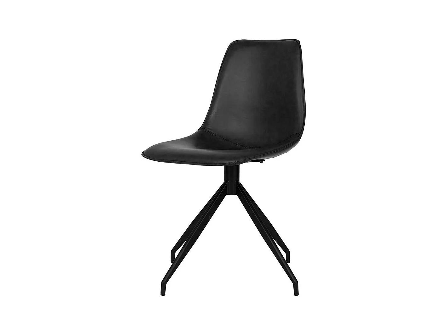 Drehbare Esszimmerstühle in Schwarz Kunstleder und Stahl (2er Set)