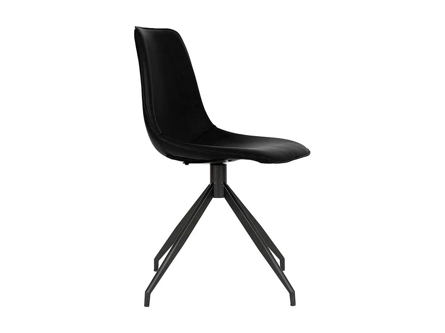 Drehbare Esszimmerstühle in Schwarz Kunstleder und Stahl (2er Set)