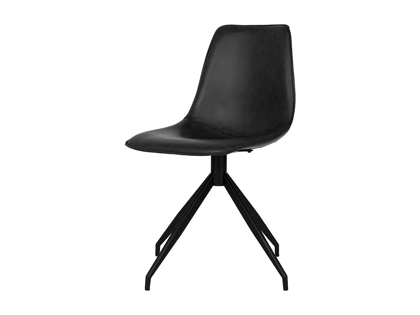 Drehbare Esszimmerstühle in Schwarz Kunstleder und Stahl (2er Set)