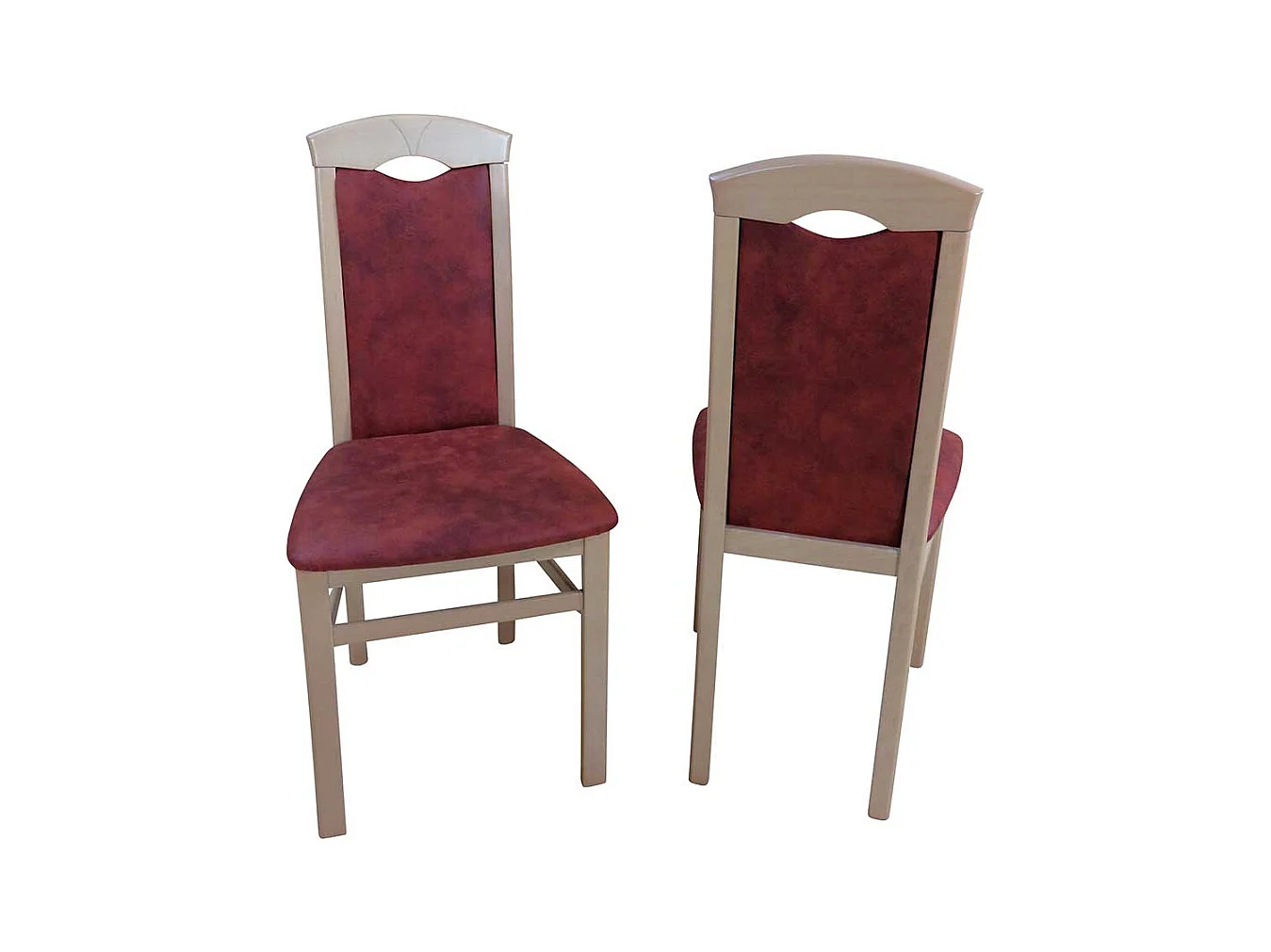 Esstischstuhl aus Massivholz Vintage Braun Stoff (2er Set)