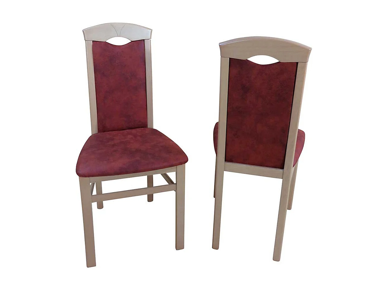 Esstischstuhl aus Massivholz Vintage Braun Stoff (2er Set)