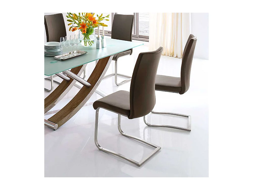 Esszimmerstuhl aus Kunstleder (100% Polyurethan) Edelstahl (2er Set)