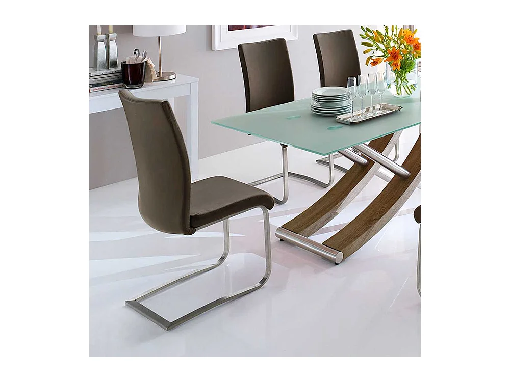 Esszimmerstuhl aus Kunstleder (100% Polyurethan) Edelstahl (2er Set)