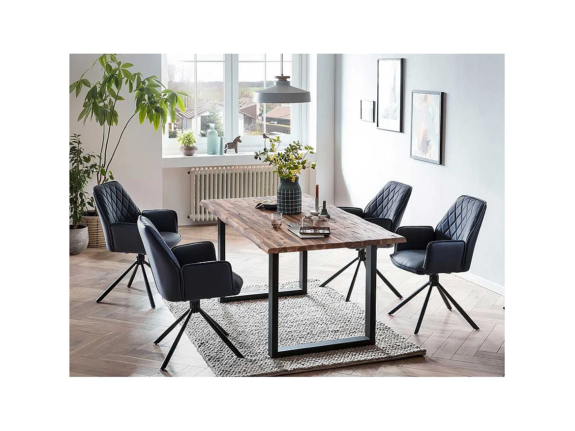 Polsterstuhl Esszimmer Set mit Armlehnen Gestell aus Metall (2er Set)