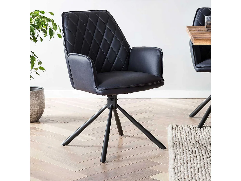 Polsterstuhl Esszimmer Set mit Armlehnen Gestell aus Metall (2er Set)