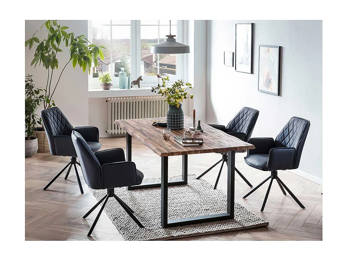 Polsterstuhl Esszimmer Set mit Armlehnen Gestell aus Metall (2er Set)