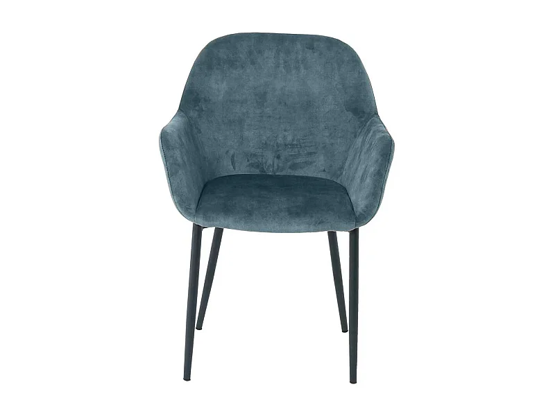 Samt Stuhl Set in Blau und Schwarz Gestell aus Metall (2er Set)