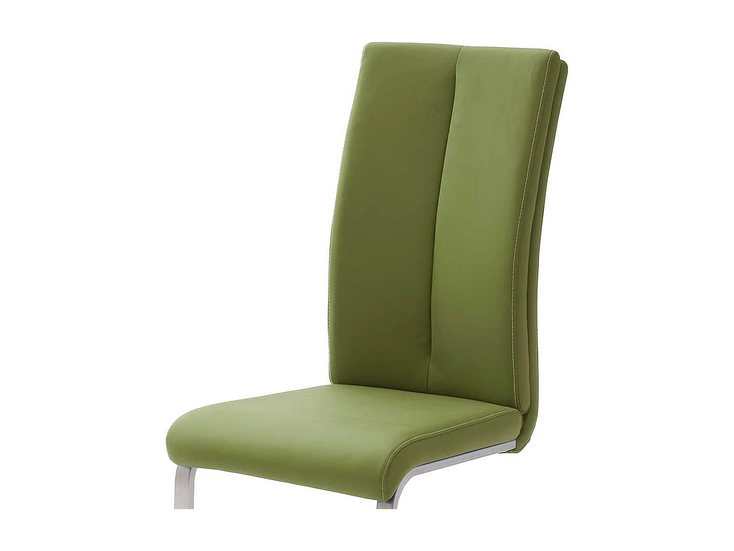 Kunstleder Freischwinger in Grün Edelstahl (4er Set)