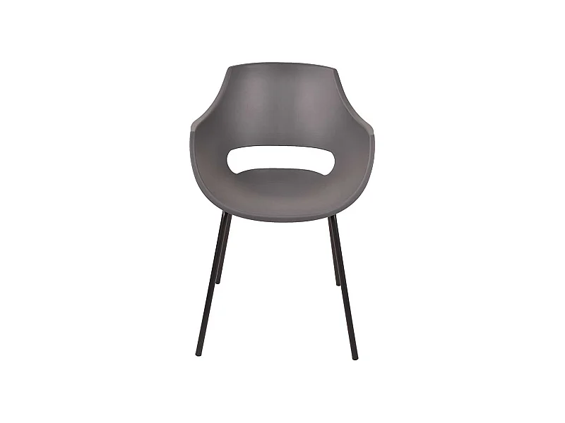 Kunststoff Esstisch Stühle in Grau und Schwarz Armlehnen (2er Set)