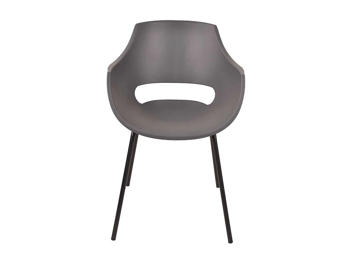 Kunststoff Esstisch Stühle in Grau und Schwarz Armlehnen (2er Set)