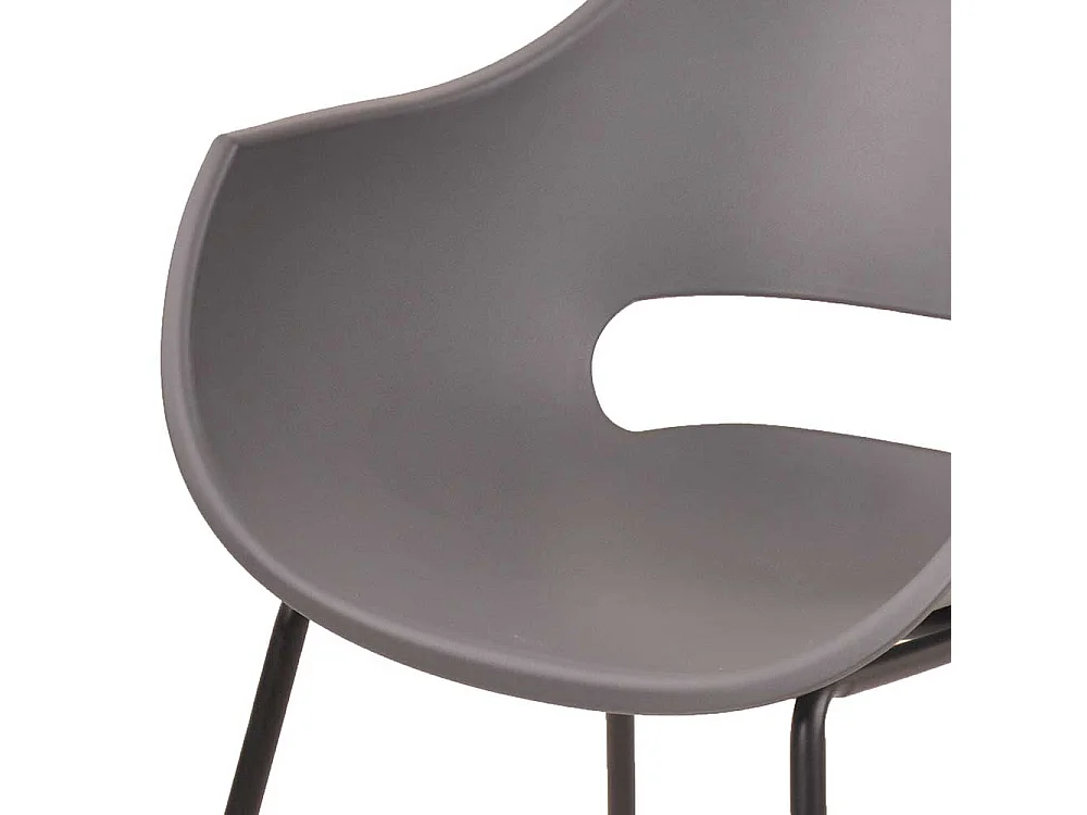 Kunststoff Esstisch Stühle in Grau und Schwarz Armlehnen (2er Set)