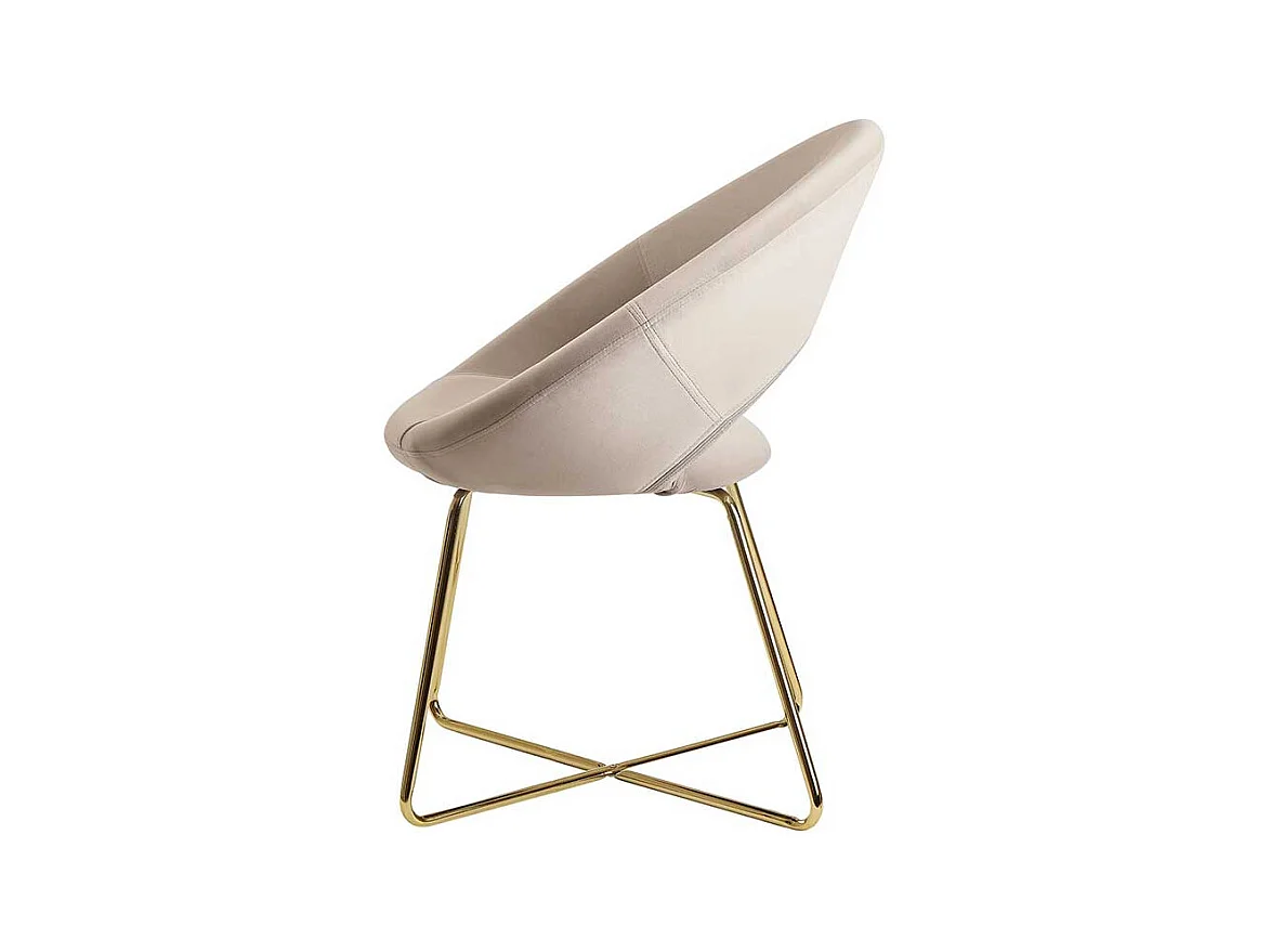 Retro Wohnzimmerstuhl in Beige und Goldfarben Gestell aus Metall