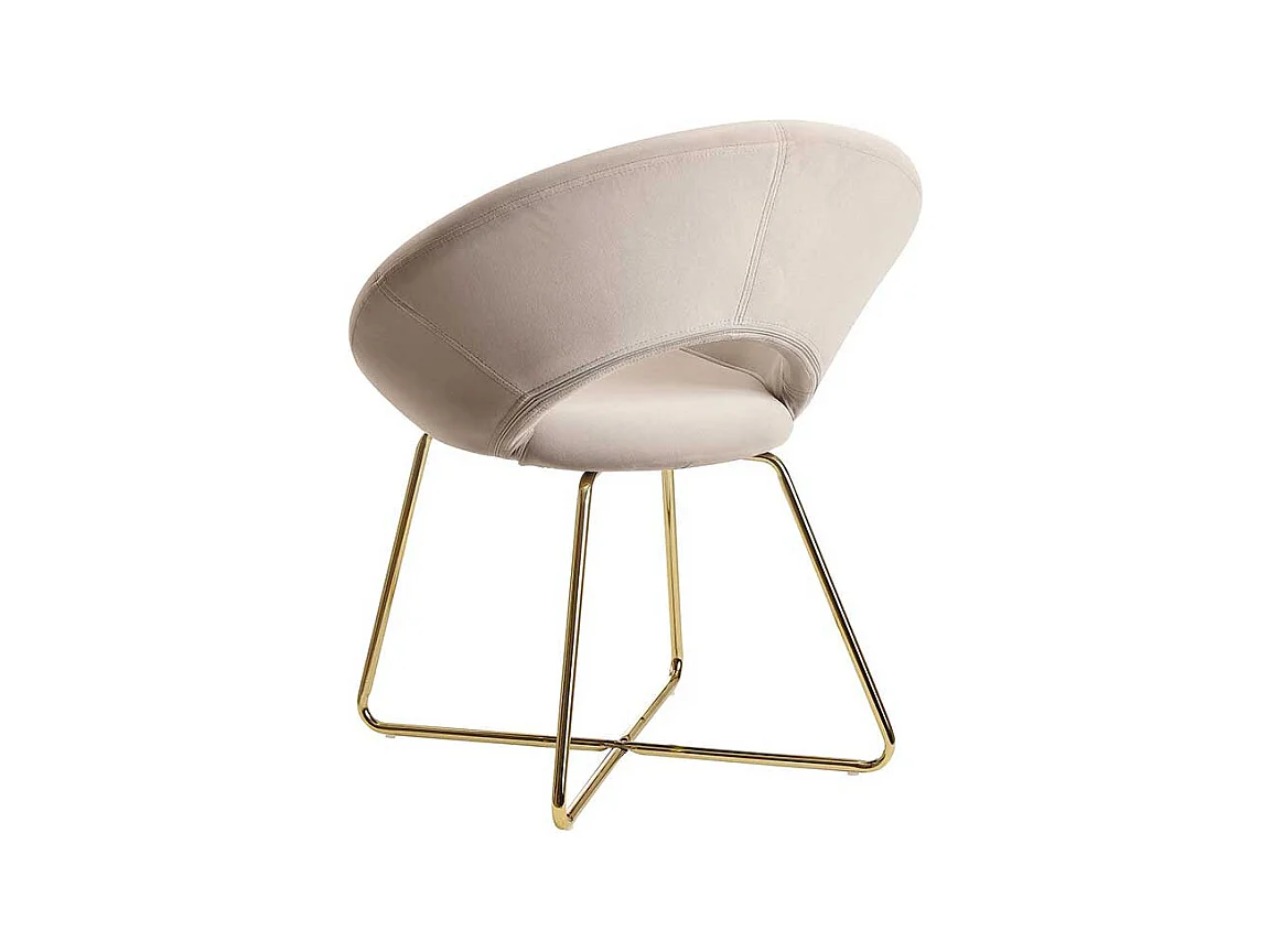 Retro Wohnzimmerstuhl in Beige und Goldfarben Gestell aus Metall