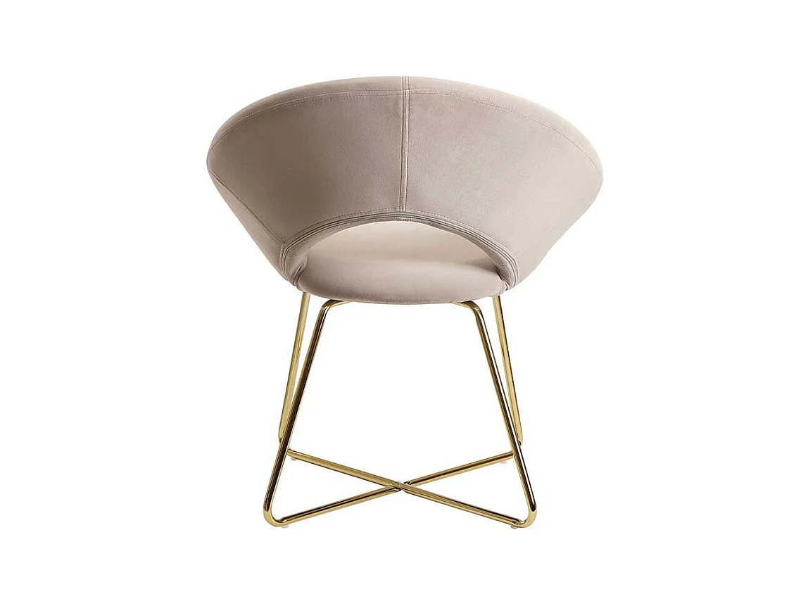 Retro Wohnzimmerstuhl in Beige und Goldfarben Gestell aus Metall