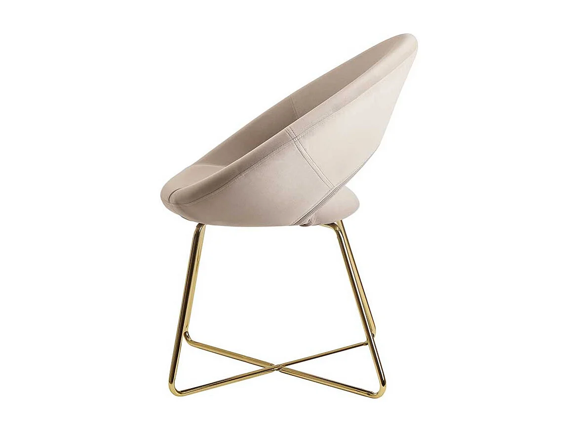 Retro Wohnzimmerstuhl in Beige und Goldfarben Gestell aus Metall