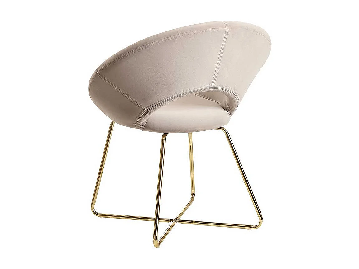 Retro Wohnzimmerstuhl in Beige und Goldfarben Gestell aus Metall