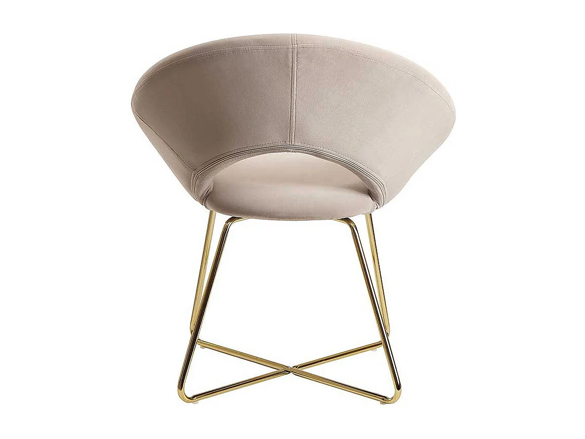 Retro Wohnzimmerstuhl in Beige und Goldfarben Gestell aus Metall