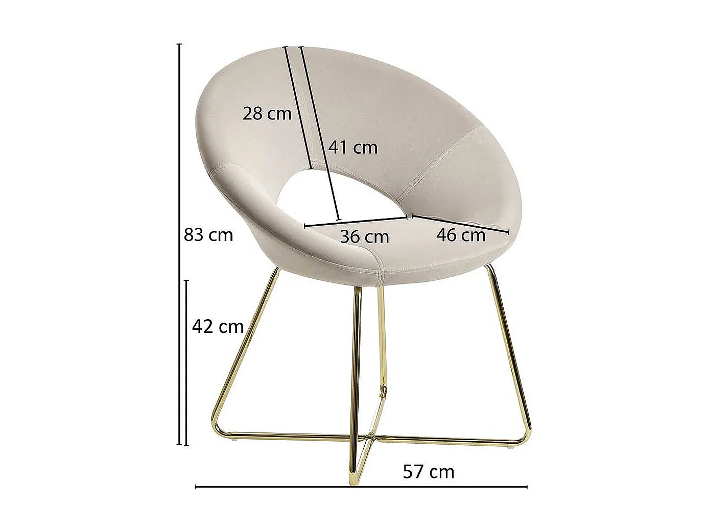 Retro Wohnzimmerstuhl in Beige und Goldfarben Gestell aus Metall