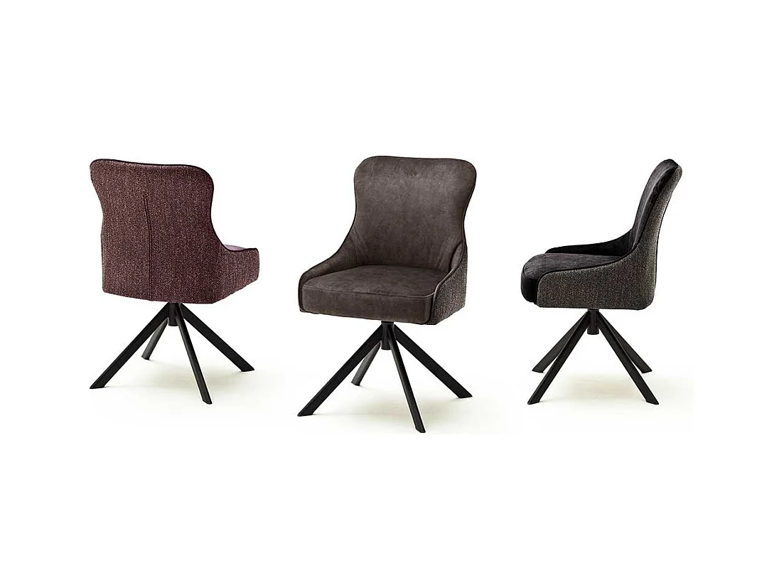 Esstisch St�hle in Dunkelrot Stoff drehbar (2er Set)