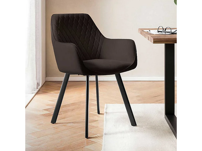 Samt Esszimmerstuhl Set in Braun und Schwarz 46 cm Sitzhöhe (2er Set)