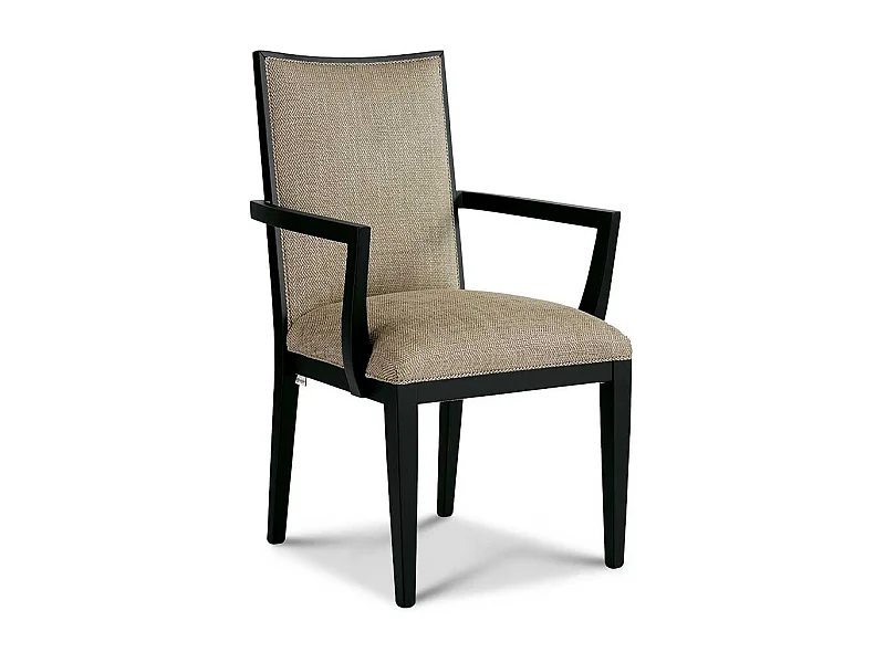 Hochwertiger Armlehnenstuhl in Beige und Schwarz klassischen Stil