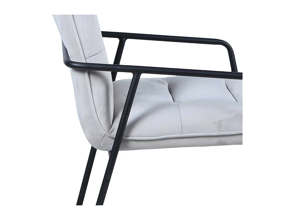 Polsterstühle in Hellgrau Samt Armlehnen (2er Set)