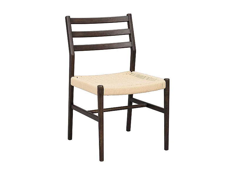 Holzstuhl Stuhl Küche mit Bezug aus Geflecht und Gestell aus Massivholz (2er Set)