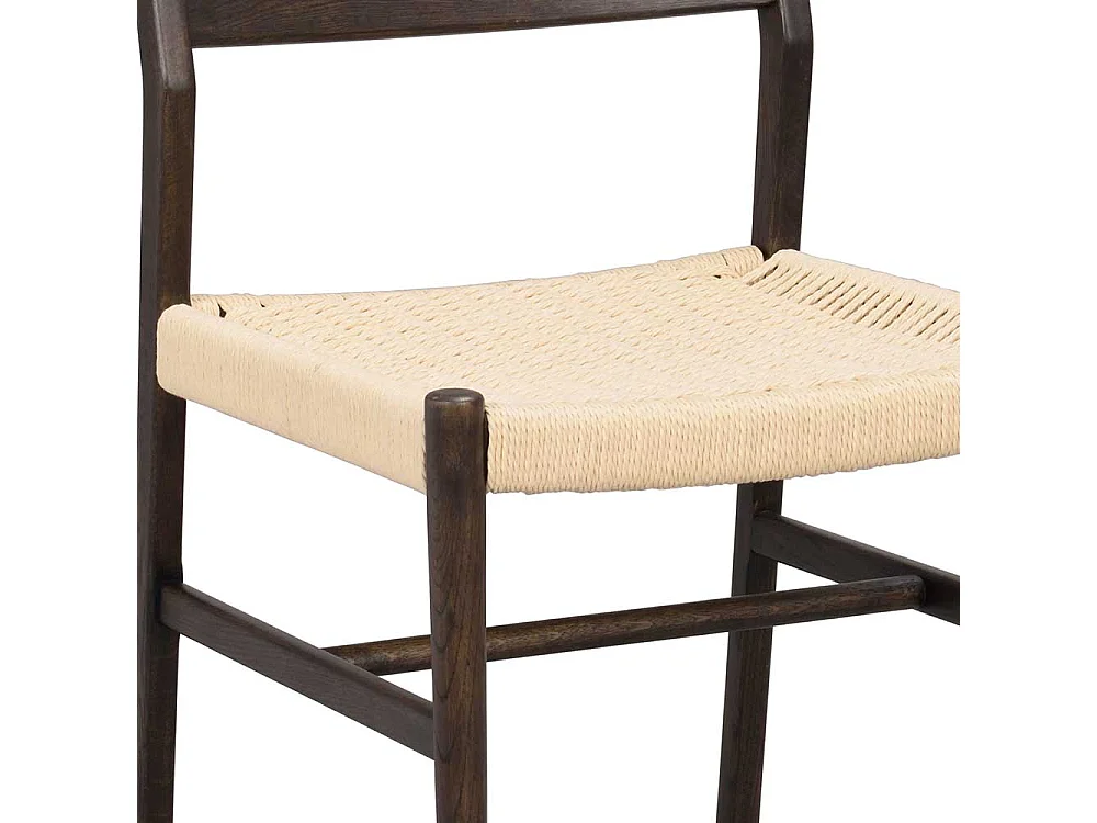 Holzstuhl Stuhl Küche mit Bezug aus Geflecht und Gestell aus Massivholz (2er Set)