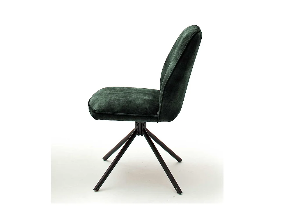 Drehbare Esszimmerstühle in Oliv Grün Velours Metallgestell schwarz (2er Set)