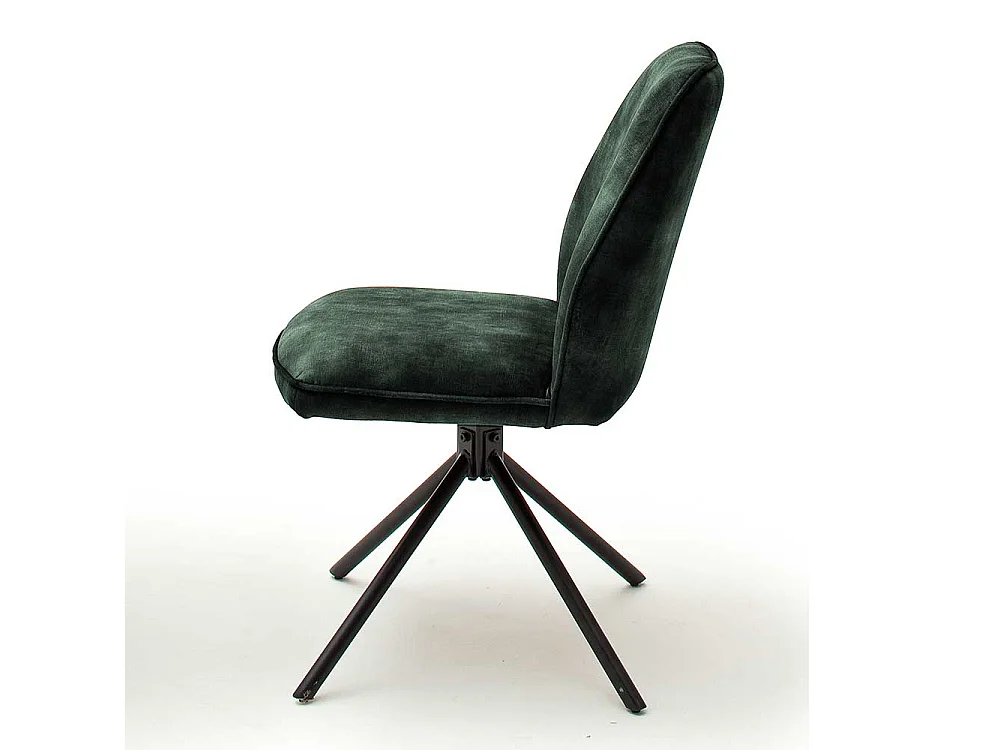 Drehbare Esszimmerstühle in Oliv Grün Velours Metallgestell schwarz (2er Set)
