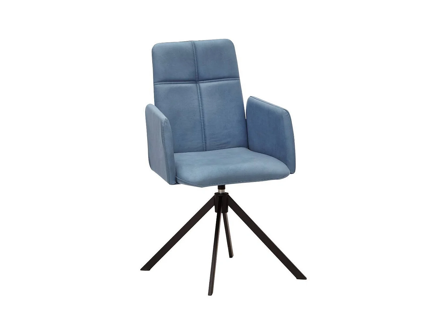 Armlehnstuhl Polsterstuhl in Hellblau mit Gestell aus Metall