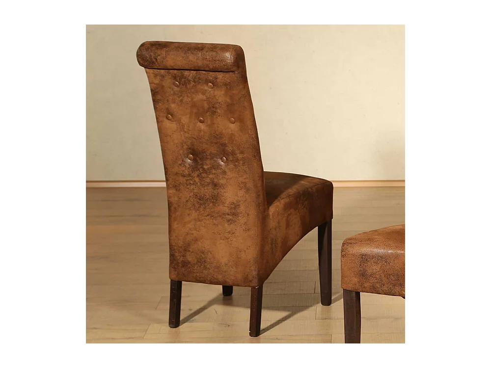 Polsterstuhl in Braun Microfaser Buche Massivholz (2er Set)