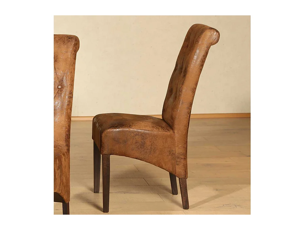 Polsterstuhl in Braun Microfaser Buche Massivholz (2er Set)