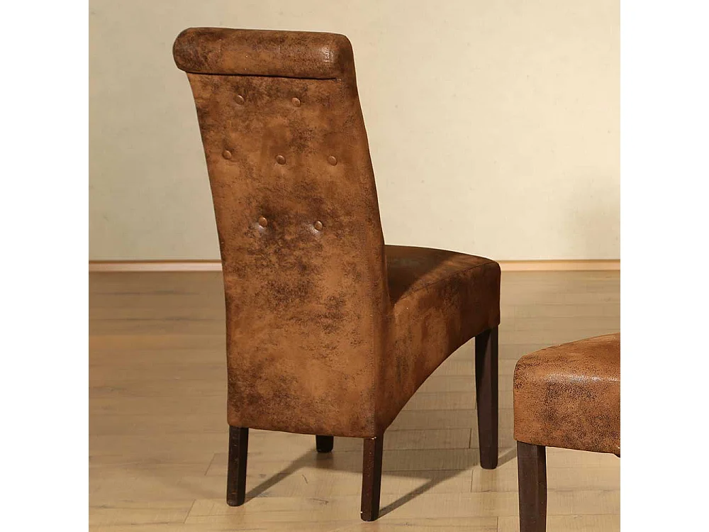 Polsterstuhl in Braun Microfaser Buche Massivholz (2er Set)