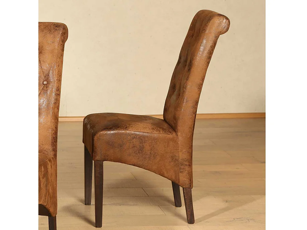 Polsterstuhl in Braun Microfaser Buche Massivholz (2er Set)