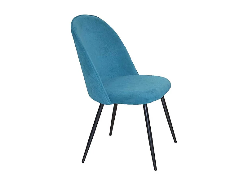 Polsterstuhl Set in Petrol und Schwarz Samt und Metall (4er Set)