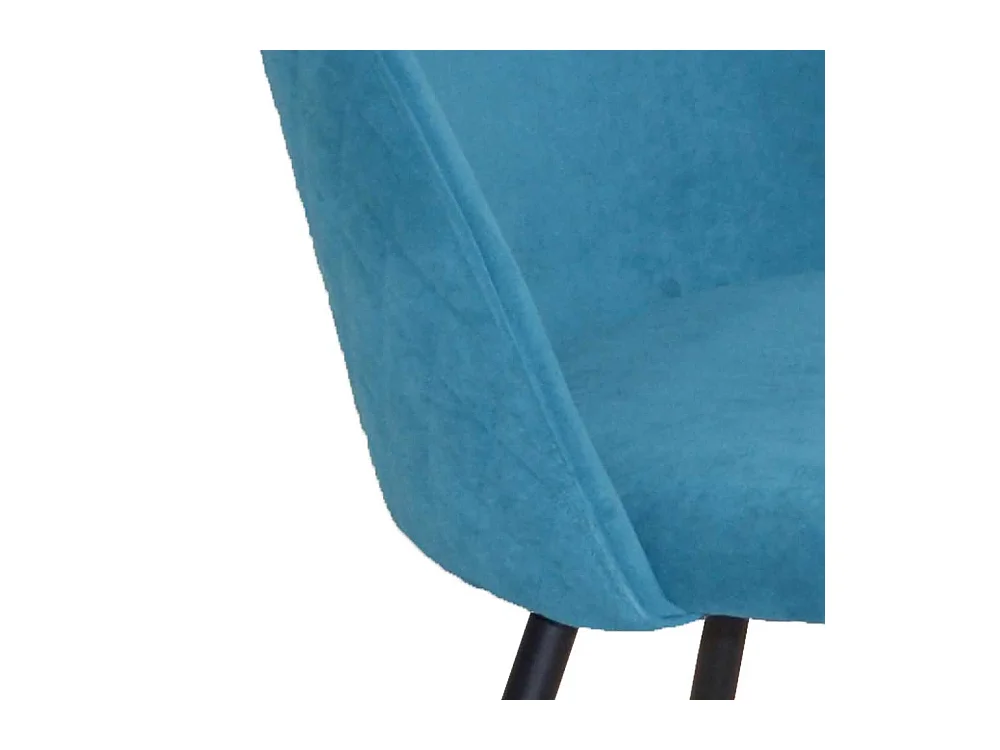 Polsterstuhl Set in Petrol und Schwarz Samt und Metall (4er Set)