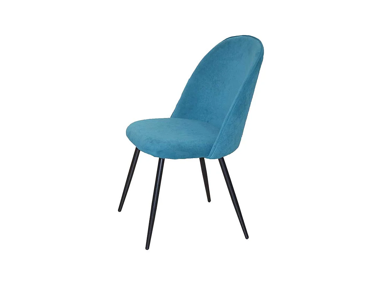 Polsterstuhl Set in Petrol und Schwarz Samt und Metall (4er Set)
