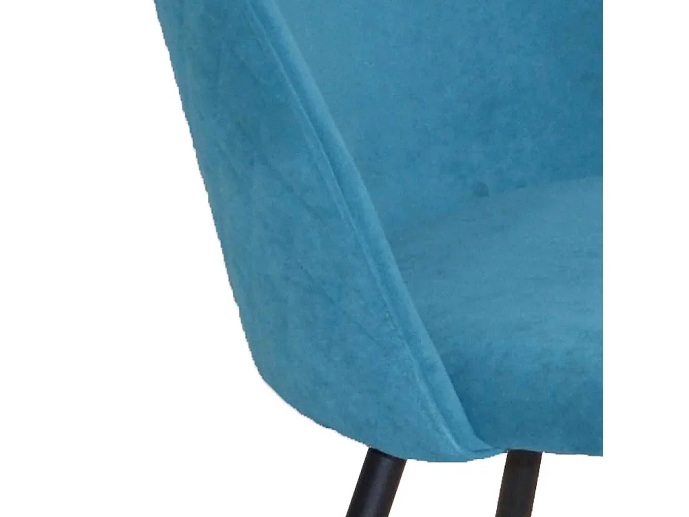 Polsterstuhl Set in Petrol und Schwarz Samt und Metall (4er Set)