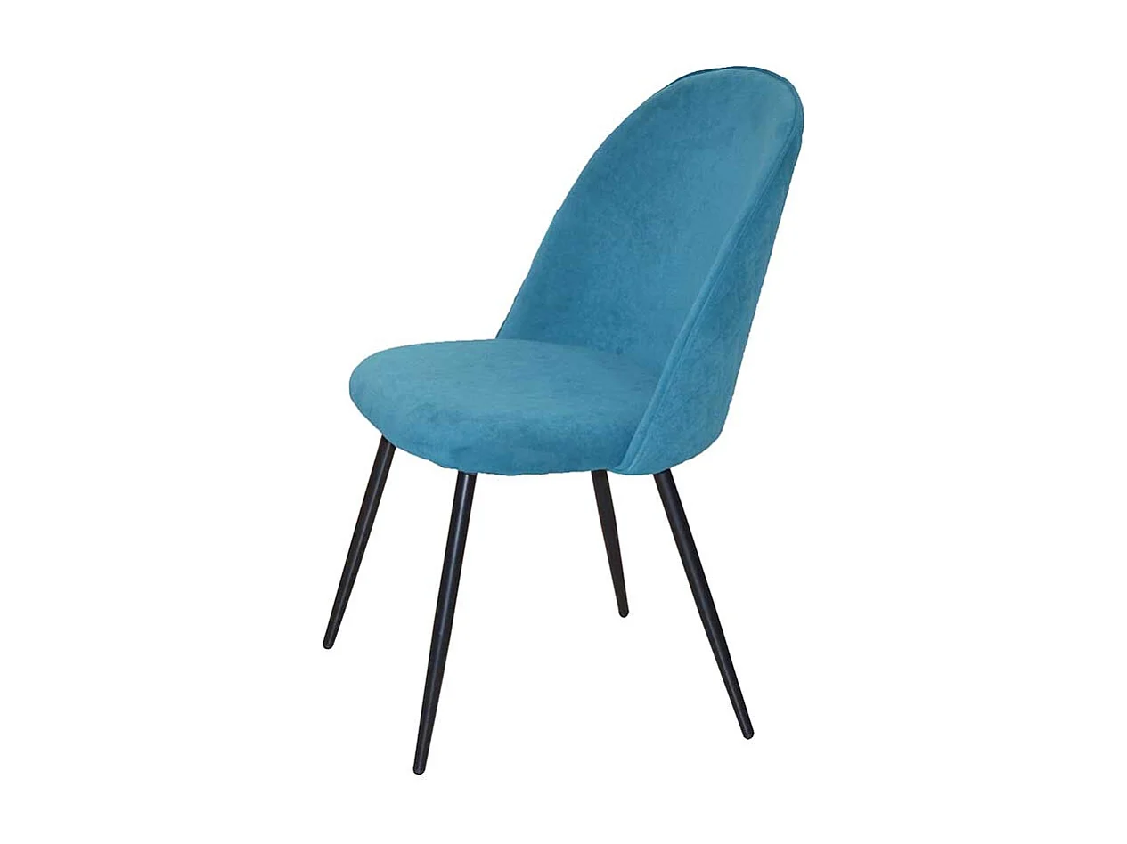 Polsterstuhl Set in Petrol und Schwarz Samt und Metall (4er Set)