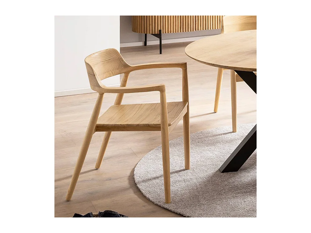 Massivholzsessel Esstischstuhl in Naturfarben im Skandi Design