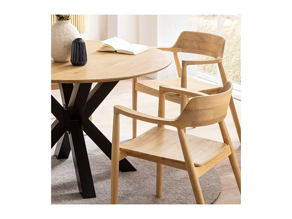 Massivholzsessel Esstischstuhl in Naturfarben im Skandi Design