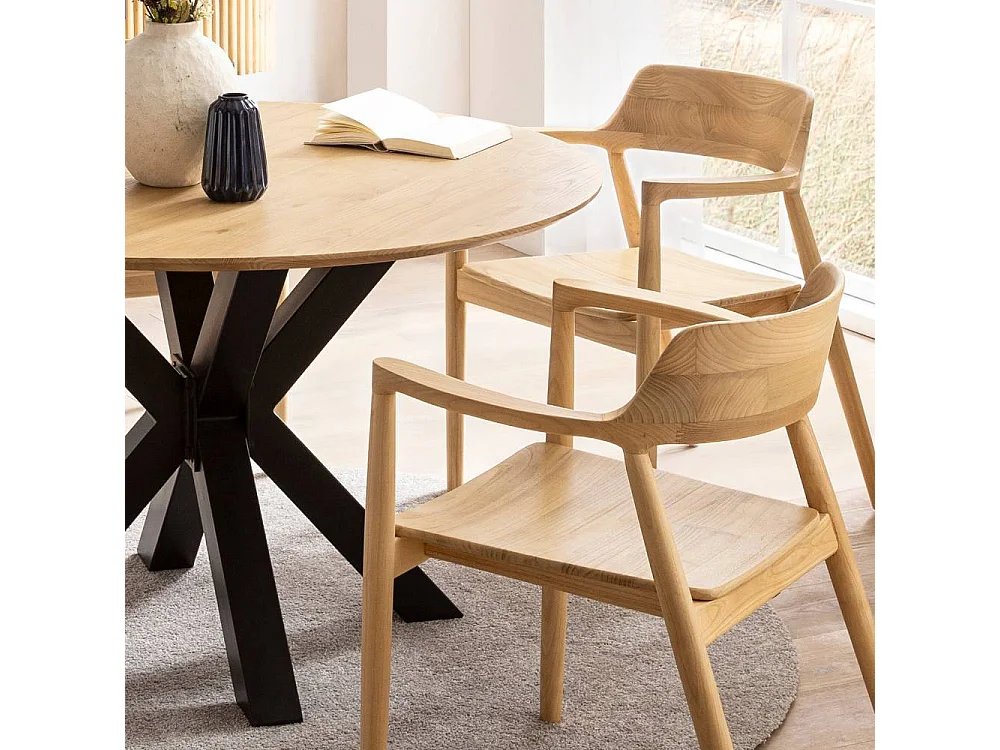 Massivholzsessel Esstischstuhl in Naturfarben im Skandi Design