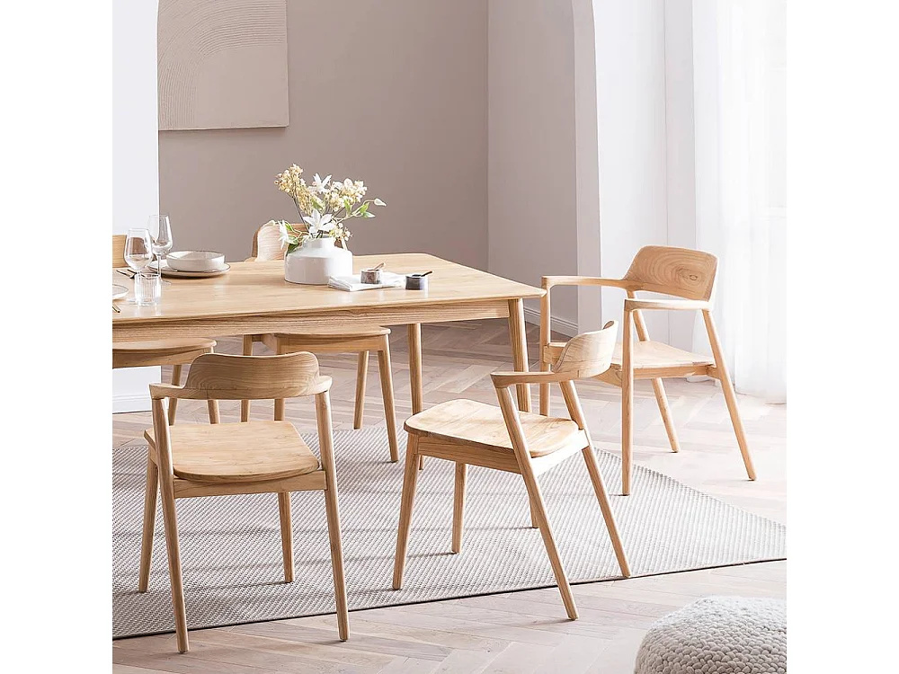 Massivholzsessel Esstischstuhl in Naturfarben im Skandi Design
