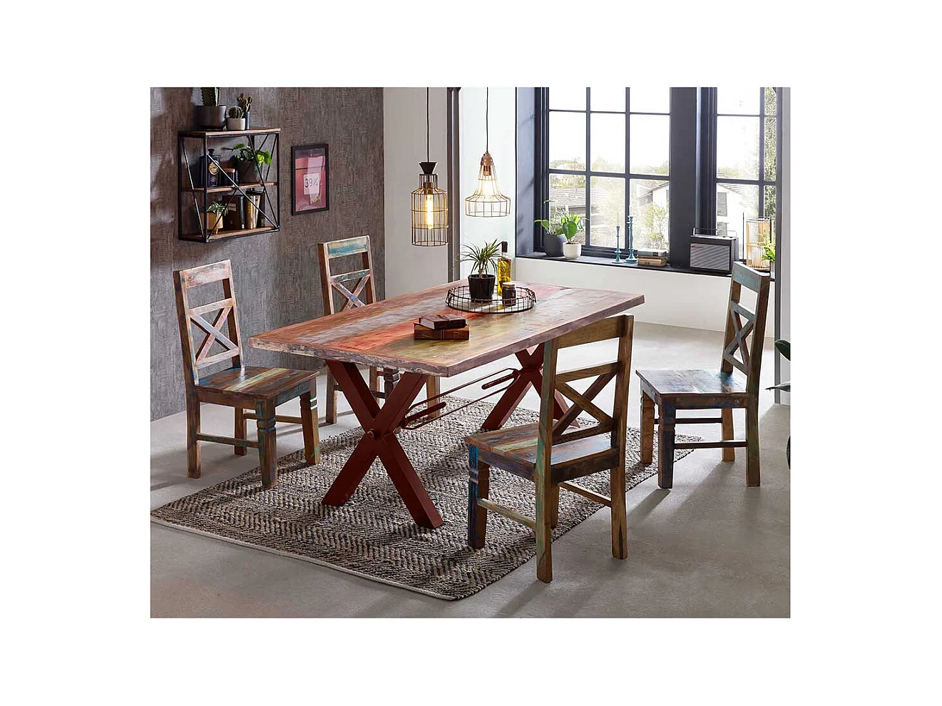 Küchenstuhl Set in Bunt Shabby Chic (2er Set)