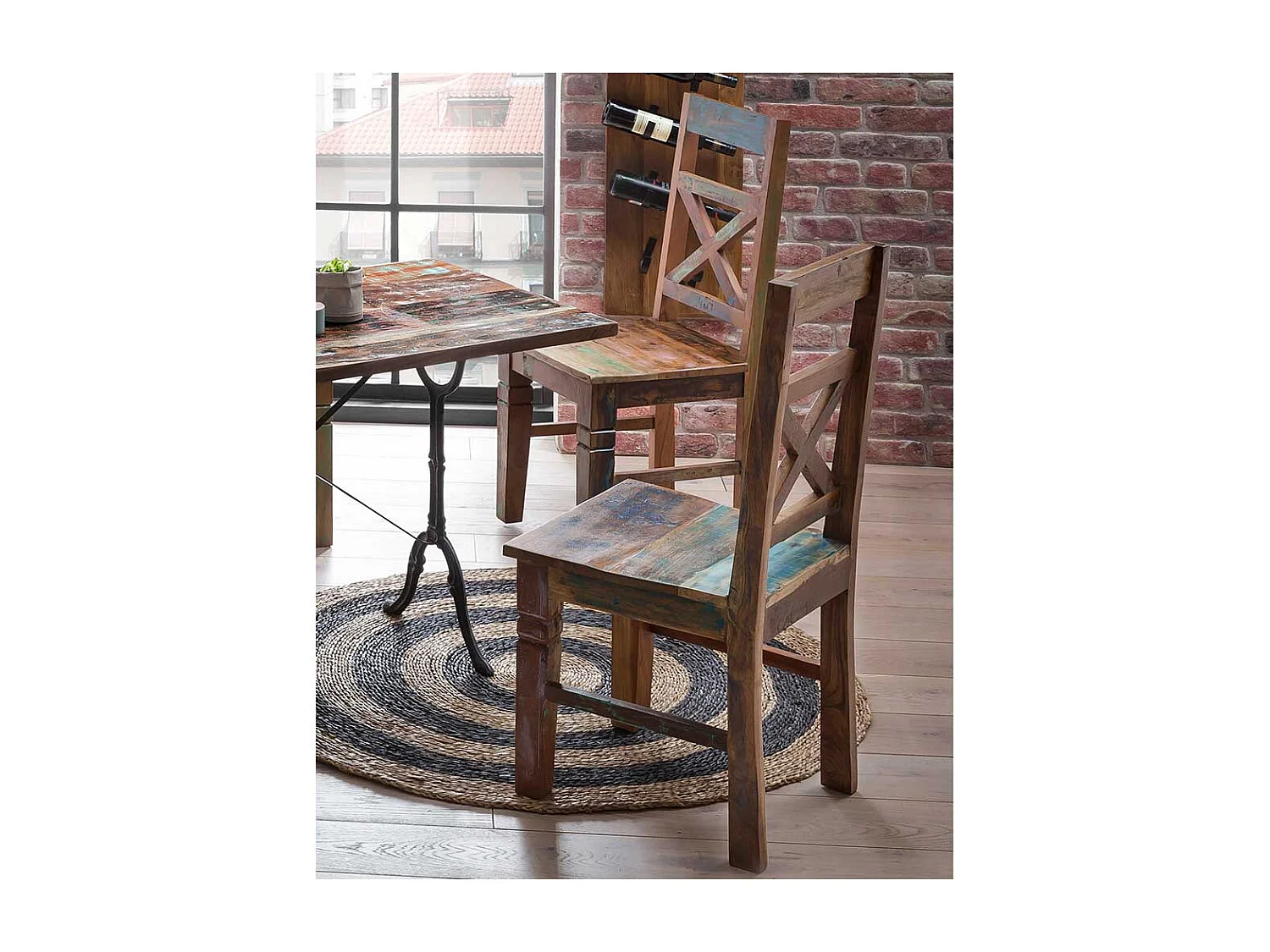 Küchenstuhl Set in Bunt Shabby Chic (2er Set)