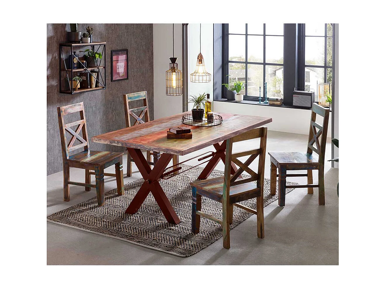 Küchenstuhl Set in Bunt Shabby Chic (2er Set)