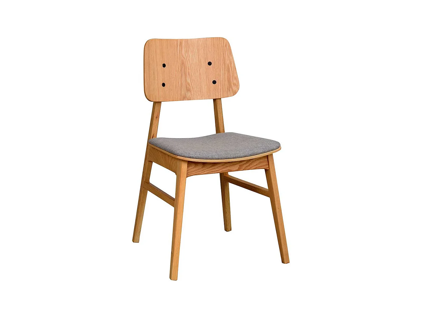 Massivholzstuhl Set aus Eiche Massivholz Webstoff in hell Grau (2er Set)