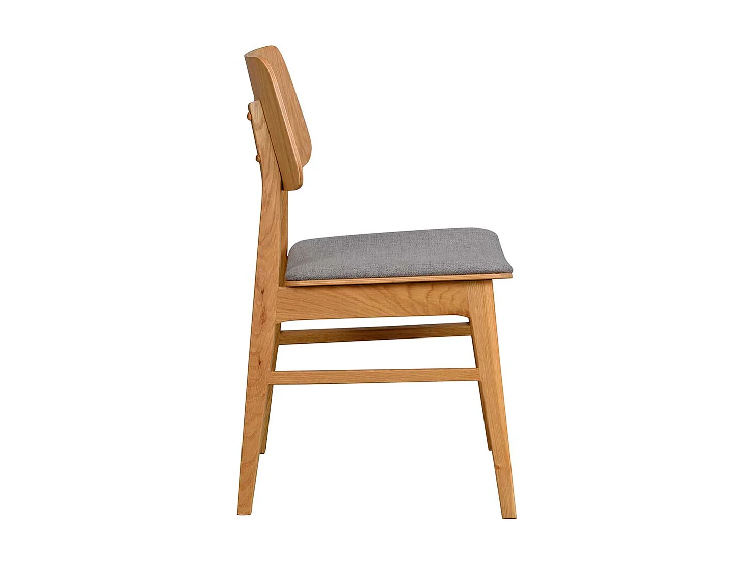 Massivholzstuhl Set aus Eiche Massivholz Webstoff in hell Grau (2er Set)
